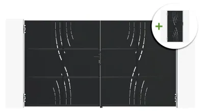 Produktbild von 3,5 m Stahl-Schwingtor NALI VELETA H.200 cm schwarz + 200 cm schwarzes Fußgängertor
