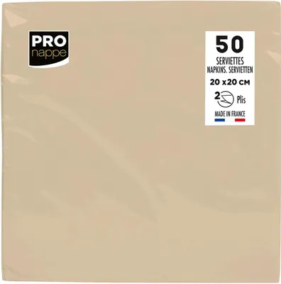 Image de Pronappe 16x 50 serviettes cocktail ouate 2 plis 20x20 cm Ficelle SV622042I