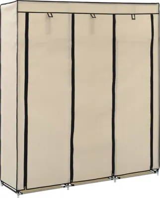 Obrázok produktu pre Šatník s priehradkami a tyčami krémový látkový 150x45x175 cm