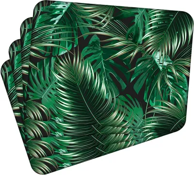 Obrázek produktu pro Sada 4 prostírání 40x30 cm Tropical Leaves 3 prostírání Omyvatelné - žáruvzdorný korkový podklad odolává teplotám do 100 °C