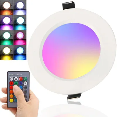 Produktbild von Einbaustrahler Led Spots Mit Fernbedienung 230V, 16 Farben Dimmbar RGBW Spots Einbau Deckenleuchte Rund Deckenspots Einbauleuchten Ultra Flach, 5W 1Pc