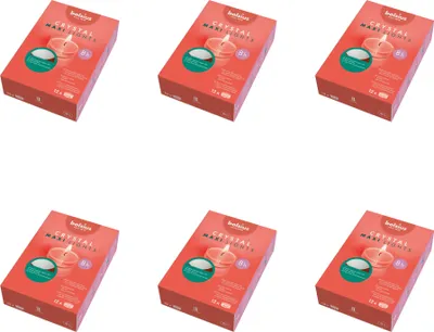 Immagine prodotto di Bolsius - Maxi - Luci da tè - 12 pezzi per confezione - Tazza trasparente - Confezione - Value pack - 72 pezzi - 6 confezioni