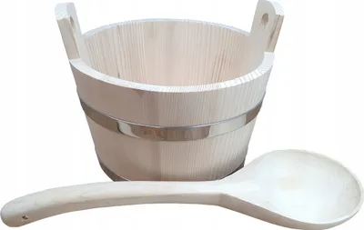 Produktbild von Sauna Eimer 5l mit Holzlöffel und Stahlgriff
