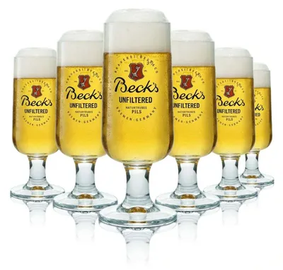 Produktbild von 6x Becks Bierglas 0,3l Pokal Tulpe Gläser Set Unfiltered Naturtrübes Pils Sonderedition