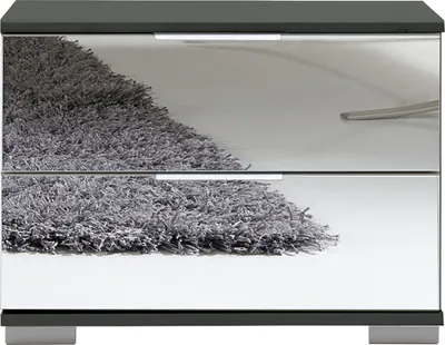 Produktbild von Schlafzimmer Nachttisch Nachtschrank in graphit mit Spiegelfront ELSTRA-43, B/H/T ca. 52/40/38 cm