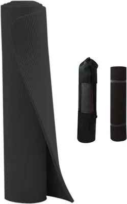 Immagine prodotto di Tappetino da yoga spesso - Tappetino per fitness e pilates - Ideale per l'allenamento a casa - Superficie antiscivolo - 185 x 61 cm - Nero