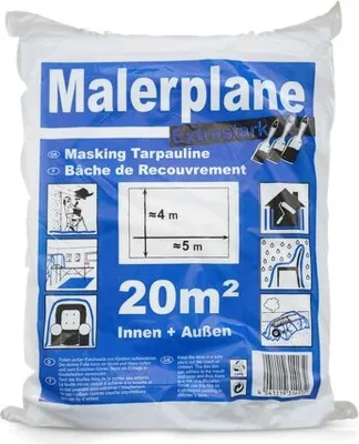 Produktbild von 2x Abdeckplane Malerplane Schutz für Innen- und Aussenbereich extra stark 4 x 5 m