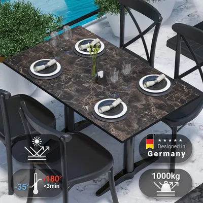 Produktbild von COMPACT | Gastro HPL Tischplatte | B:T 130 x 80 cm | Cappuccino-Marmor | Rechteckig | Gastro HPL Tischplatte