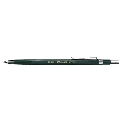 A dark green mechanical pencil with a silver clip and tip is shown against a white background.