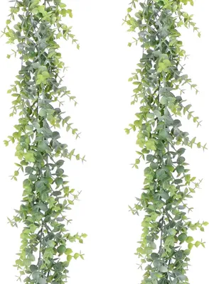 Produktbild von 2 Stück künstliche Eukalyptus-Girlande, Eukalyptusblätter, Ranken, handgefertigte Girlande, Hochzeit, Grün, Hintergrund, Bogen, Wanddekoration