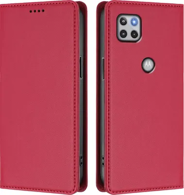 Image de Étui en cuir pour Motorola Moto G 5G 2020, étui à rabat magnétique en cuirPolyuréthaneavec support, rouge