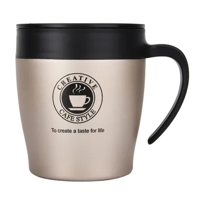 Produktbild von Kaffeebecher, Edelstahl-Kaffeebecher, isolierter Kaffeebecher, Wassertasse, Kaffeebecher mit Löffel und Deckel