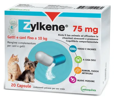 Immagine prodotto di Zylkene Cani E Gatti Fino A 10Kg 20 Capsule 75 Mg