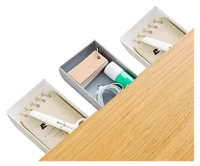 Produktbild von Versteckte Unterseite Mini Schreibtisch Schublade Organizer - Bleistift Schrank Schminktisch Aufbewahrung Schreibtisch und Büro Ablage (3er Pack)
