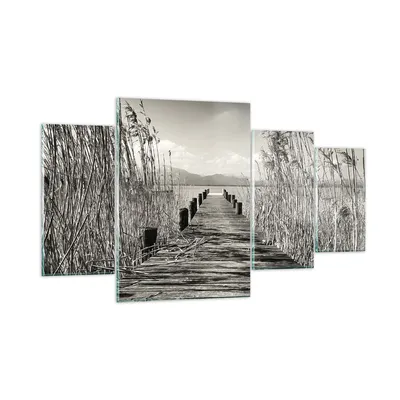 Produktbild von Bilder auf glas - 4 Teile - Brücke Pier Sepia - 160x90cm - Glasbilder - Wandbilder - Bilder - zum Aufhängen bereit - Wanddekoration aus Glas - Glas Bilder - Wandbild auf Glas - GDL160x90-4928