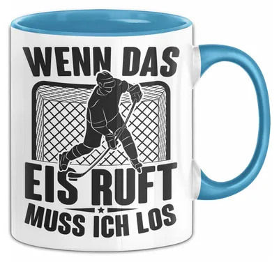 Produktbild von Eishockey Spieler Geschenk Tasse Vintage Ice Hockey Retro Hockey Wenn Das Eis Ruft Muss Ich Los (Blau)