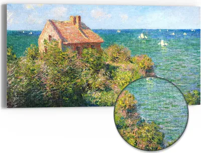 Produktbild von DEQOART Hybrid Leinwand Bild 60x30 cm 'Idyllische Küstenruhe' Wandbild Glas flach modern