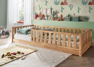 Produktbild von Bodenbett 90x200cm 'Frieda' Eiche geölt inkl. Lattenrost