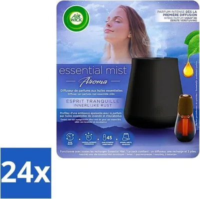 Produktbild von Air Wick Essential Mist – Automatisches Lufterfrischer-Set – Inner Peace – Eukalyptus & Lavendel - Vorteilspack - 24 Stücke