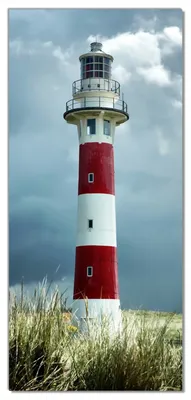 Produktbild von Wallario selbstklebende Türtapete 93 x 205 cm - Leuchtturm am Strand - Abwischbar, rückstandsfrei zu entfernen