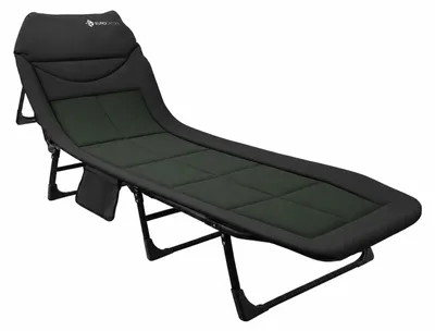 Produktbild von Eurocatch Karpfenliege Grün - 8-Bein Karpfenliege - 5-fach Verstellbare Rückenlehne - Seitentasche - Gepolsterte Kopfstütze - 195x65x27 cm