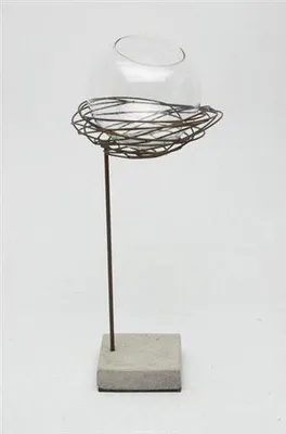 Produktbild von Design-Vase BIRD, Glas in Metall