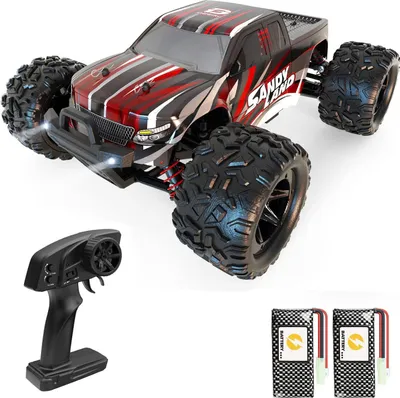 Zdjęcie produktu dla Zdalnie sterowany samochód dla dzieci DEERC 9300, 1/18 RC Car 4WD z prędkością 40 km/h, kolor: czarno-czerwony