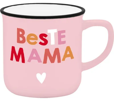 Mini-Mok aus Porzellan, Motiv Mama, 10 cl, Geschenkbanderole