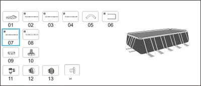 Produktbild von Bestway® Ersatzteil Horizontale Poolstange C (grau) für Power Steel™ Pools 549 x 274 x 122 cm, eckig