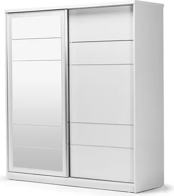 Obrázek produktu pro Dřevěná šatní skříň Šatní skříň Zrcadlo dřevo Bílá