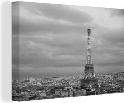 Produktbild von OneMillionCanvasses® - Leinwandbilder - 150x100 cm, Beleuchteter Eiffelturm in der Abenddämmerung, Wandbilder Kunstdruck Wanddekoration