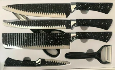 Image de set de 6 couteaux+éplucheur Couteau à viande Couteau universel Noir