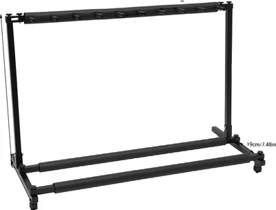Obrázok produktu pre Gitarový stojan, pre 9 gitár, nastaviteľné nožičky, čierny