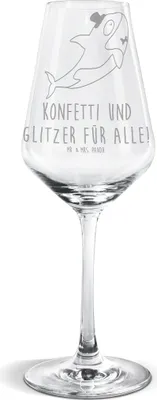 Produktbild von Mr. & Mrs. Panda Weißwein Glas Orca Zylinder - Transparent - Geschenk, Konfetti, Weißweinkelch, Fest, Glitzer, wein, Narwal, Kelch, Weinglas Für, Meer, Geburtstag