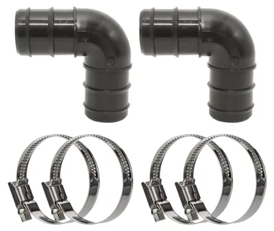 Produktbild von HAF 2x Schlauchverbinder Winkel 90° mit 38mm | 2 x Schlauchtülle | Verbinder inkl. 4x Edelstahlschellen | PN2,5 für Poolfittings & Poolschlauch