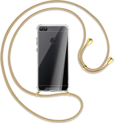 Produktbild von Handykette Backcover-Schutzhülle mit Band (Metall goldfarben) für Huawei P smart / Enjoy 7S - caramel