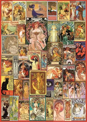 Produktbild von Educa Borras Art Nouveau Holzpuzzle Mit Collage 1000 Stücke Golden  Golden One Size