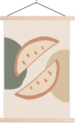 Produktbild von MuchoWow® Textilposter Obst - Pastell - Sommer 60x90 cm mit holzfarbenen Rahmen - Textil