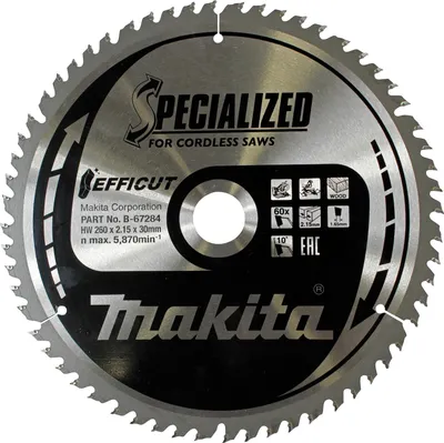 Produktbild von Kreissägeblatt, T.C.T Efficut, 260 x 30 mm, 60 Zähne - MAKITA - B-67234