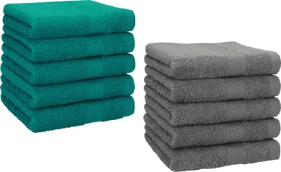 Produktbild von Betz 10 Stück Seiftücher 30x30 cm PREMIUM 100% Baumwolle Farbe: smaragdgrün und anthrazit