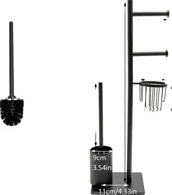 Obrázek produktu pro Držák na toaletní papír, multifunkční úložný prostor, moderní design, černý