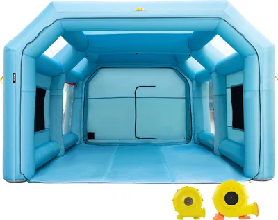 Productafbeelding van Opblaasbare spuitcabine voor autolak, afmetingen 28x15x10 voet, met filtersysteem en 2 ventilatoren