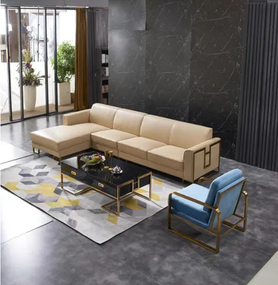 Produktbild von Modernes Sofa Ecksofa L Form Sessel Couchtisch Hocker Ecksofa Polster 2tlg. Neu
