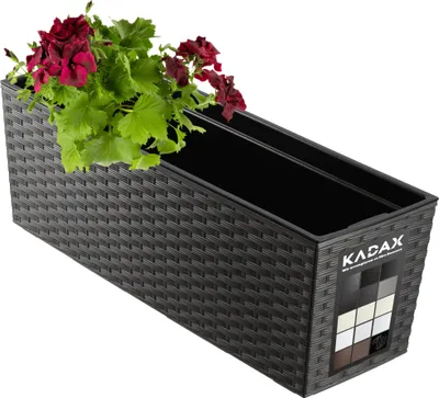 Zdjęcie produktu dla KADAX Doniczka Skrzynka Balkonowa + Wkład 19x56cm Grafit