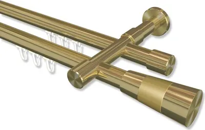 Produktbild von Interdeco Innenlaufstange, Gardinenstange mit Innenlauf Messing-Optik Modell Prestige Tanara, 20 mm Ø 2-läufig, 220 cm