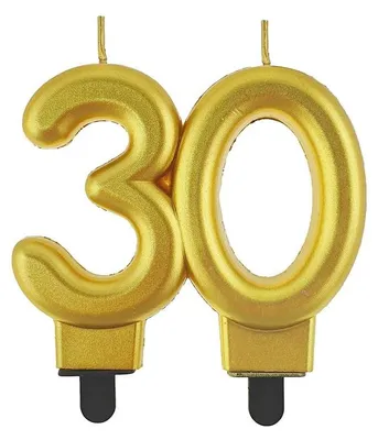 Produktbild von Tortenkerze 30 Metallic GOLD Geburtstag 8cm