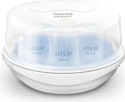 Produktbild von Mikrowellen Sterilisator, Philips Avent, Dampf Schnell, 2 Minuten, Kompakt, 4 Flaschen Kapazität, Blau/Weiß