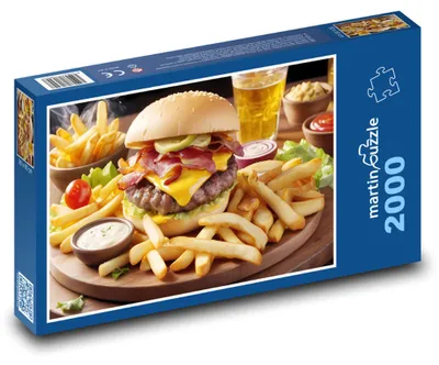 Obrázok produktu pre Puzzle 2000 Šťavnatý burger a chrumkavé hranolky - martinpuzzle