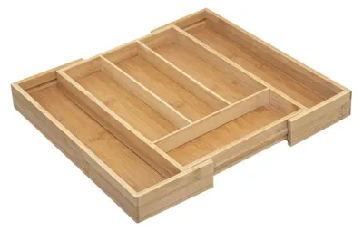 Image de Tiroir à couverts extensible en bambou avec 4 à 6 compartiments
