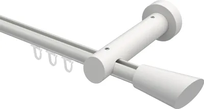 Produktbild von Interdeco Innenlaufstange / Gardinenstange mit Innenlauf Weiß, Typ Talent Bero (Konus Schräge), 20 mm Ø 1-läufig, 420 cm